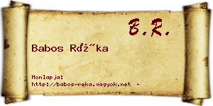 Babos Réka névjegykártya